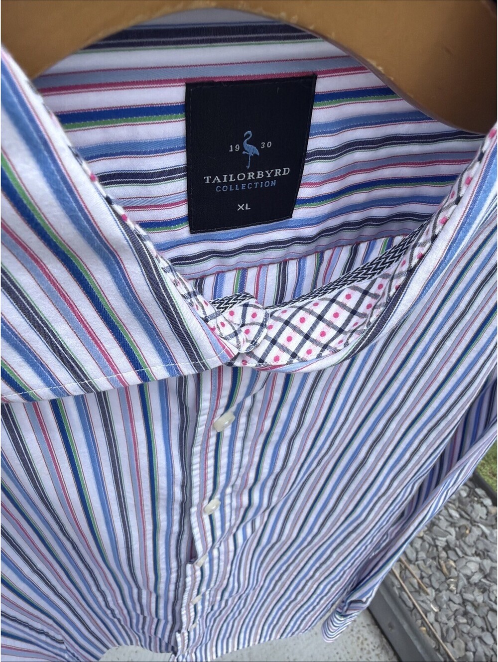 TAILORBYRD DESIGNER BUTTON UP DRESS SHIRT Mens XL Striped Colorful Flip Cuffs - Picture 4 of 9